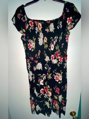 Xhilaration Black Floral Midi Dress